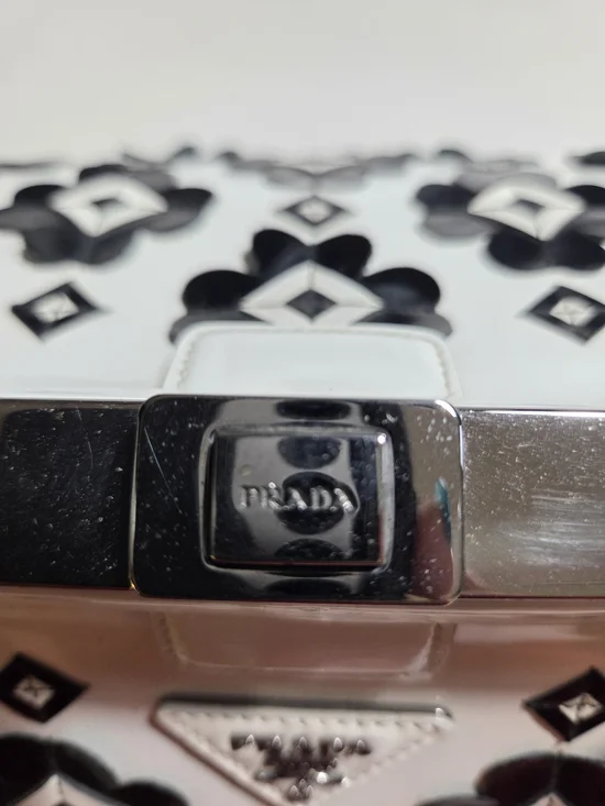 Prada White Doctor Bag with Black Floral Appliqués - Fall 2012 - Picture 3 of 16